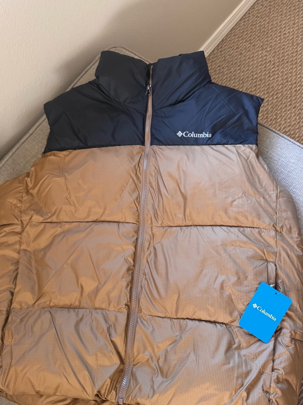 Columbia mens Two-Tone Puffer Jacket Vest - Brown/Black